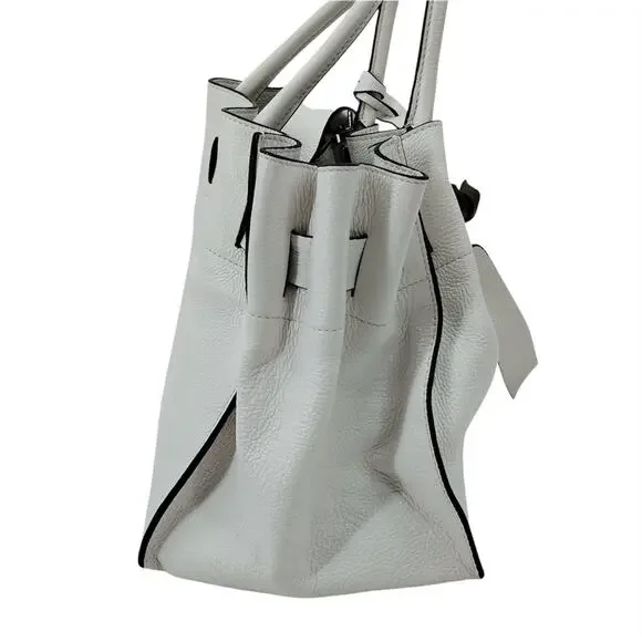 Coccinelle Clotilde Pebbled Leather Shoulder Crossbody Bag White Green Shoulder Bags